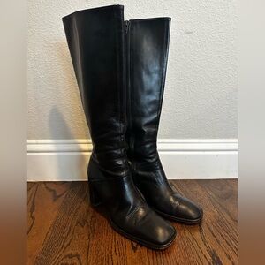 Black Leather Knee-High Boots